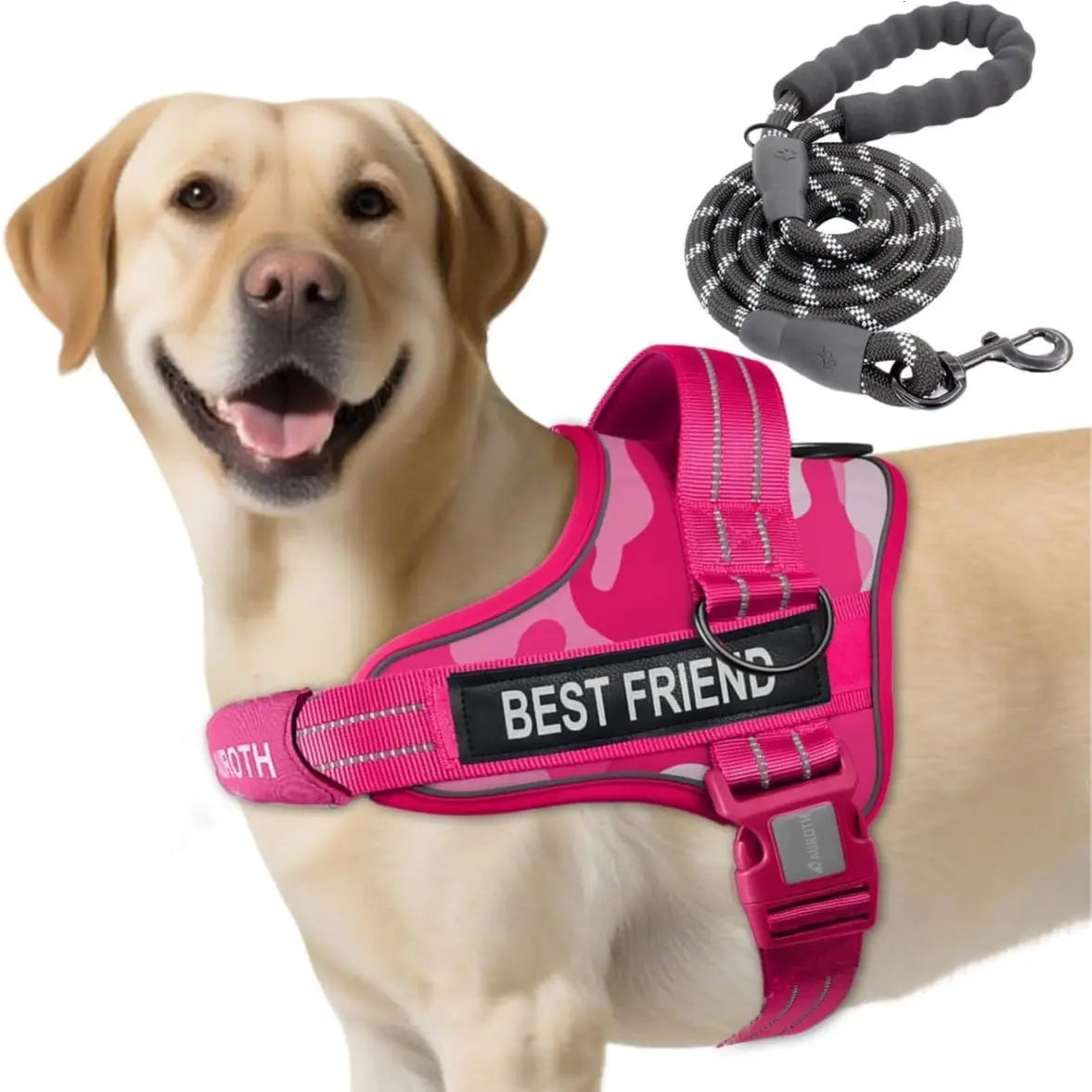 【#Dealsforyoudays】Auroth No Pull Dog Harness and Leash Combo, Reflective Adjustable Safety Harness – Soft Padded, Easy on & off – Dog Walking & Training, Small Medium Large Dogs