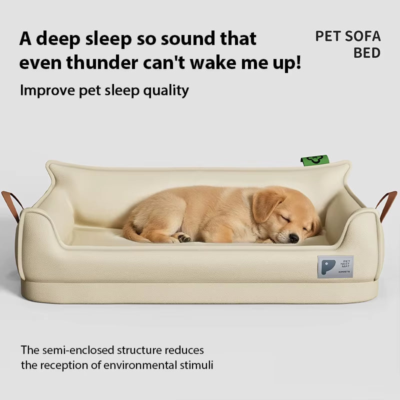 Orthopedic Leather Dog Bed Sofa – Detachable Rectangle Pet Bed with Non-Slip Bottom, Waterproof and Machine Washable for Ultima