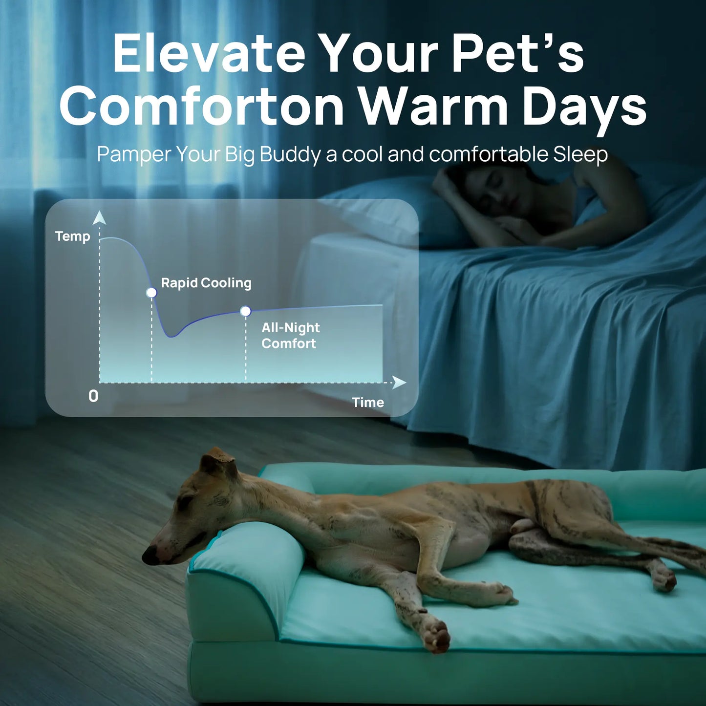 Blunique Cooling Orthopedic Pet Bed for Dogs & Cats, Waterproof Egg Crate Foam Dog Mat & C-Shaped Sofa Bed, Q-Max 4.0 Cooling Fabric, Washable & Dryer Safe Summer Pet Bed for Small & Large Dogs