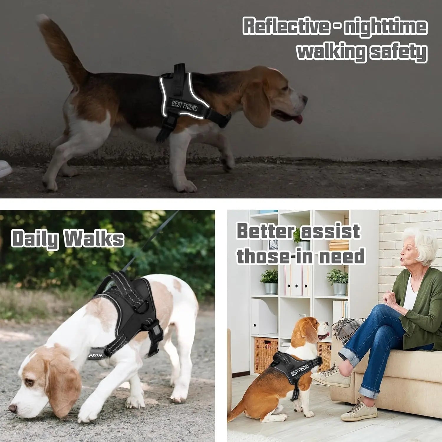 【#Dealsforyoudays】Auroth No Pull Dog Harness and Leash Combo, Reflective Adjustable Safety Harness – Soft Padded, Easy on & off – Dog Walking & Training, Small Medium Large Dogs
