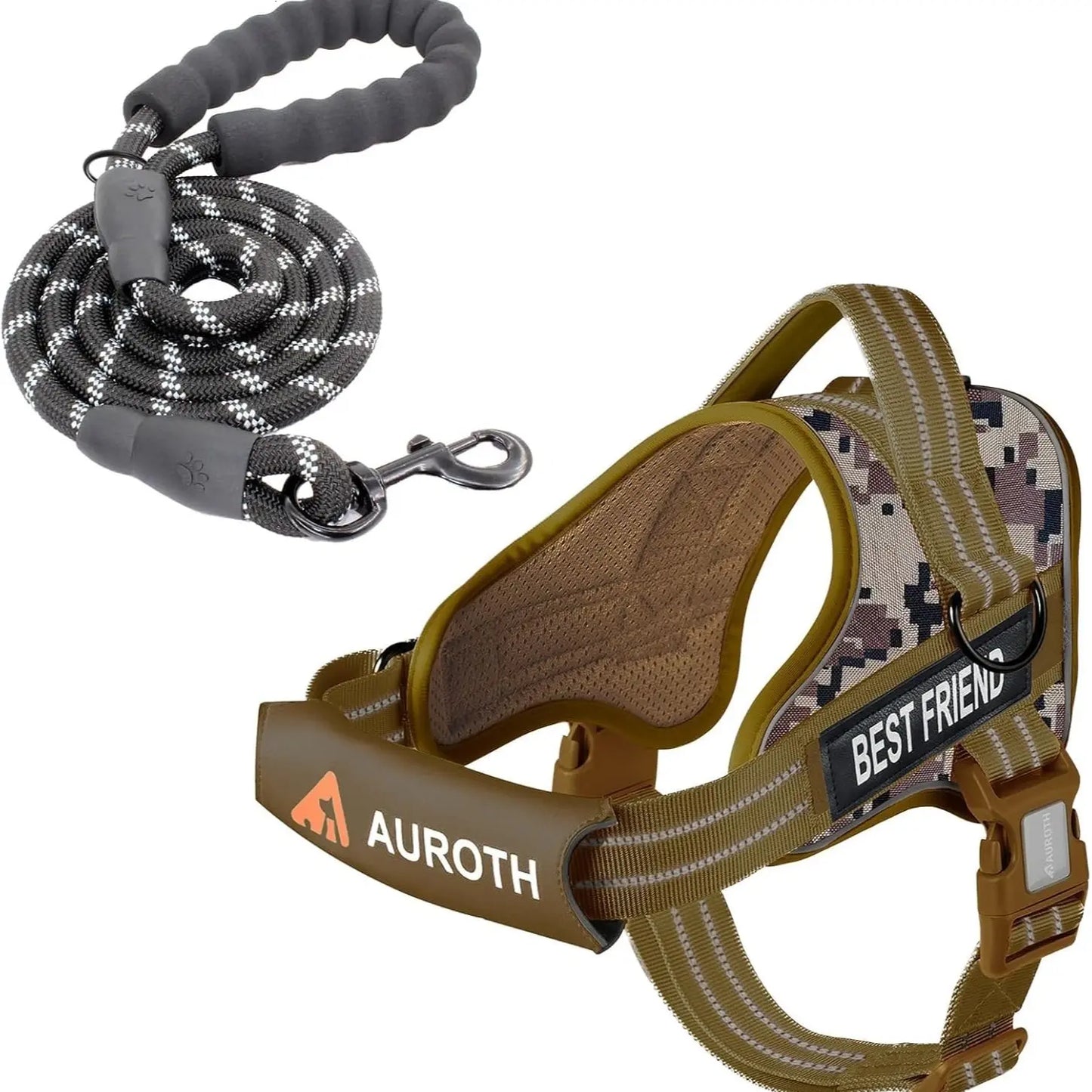 【#Dealsforyoudays】Auroth No Pull Dog Harness and Leash Combo, Reflective Adjustable Safety Harness – Soft Padded, Easy on & off – Dog Walking & Training, Small Medium Large Dogs