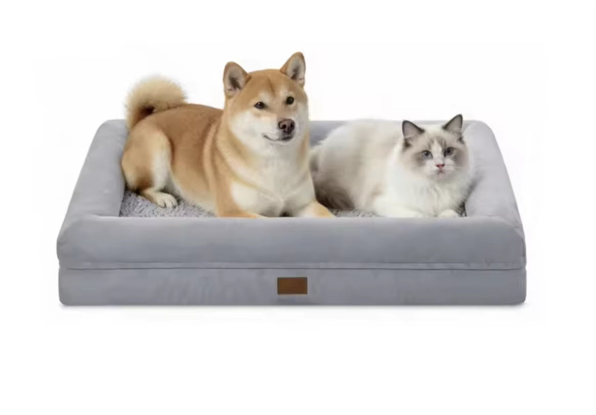 Modern Luxury Orthopedic Dog Sofa Bed Plush Memory Foam with Removable Washable Cover for Small Dogs Cats