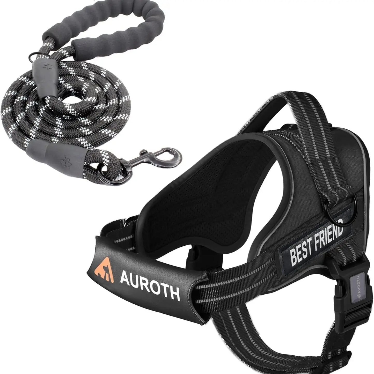 【#Dealsforyoudays】Auroth No Pull Dog Harness and Leash Combo, Reflective Adjustable Safety Harness – Soft Padded, Easy on & off – Dog Walking & Training, Small Medium Large Dogs