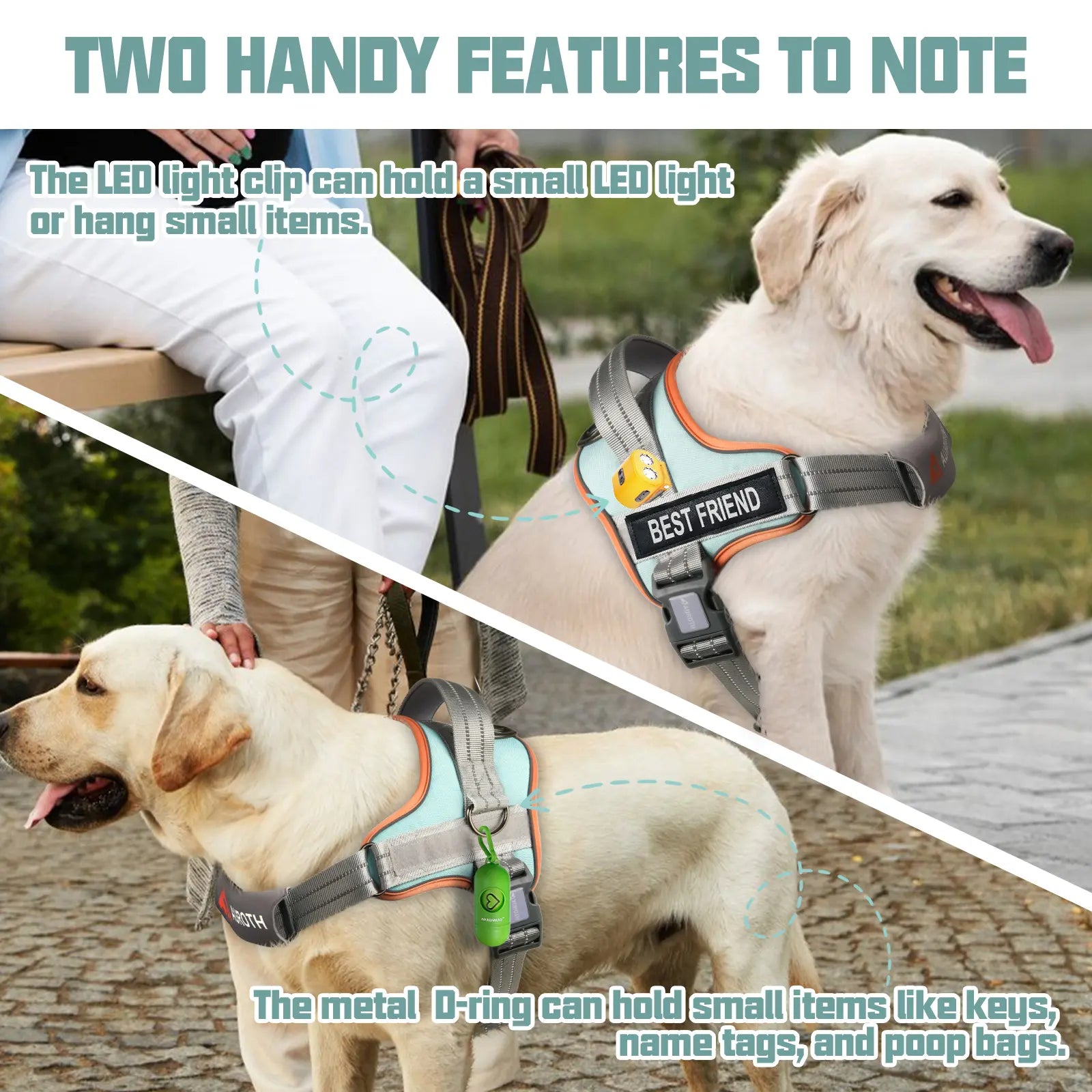 【#Dealsforyoudays】Auroth No Pull Dog Harness and Leash Combo, Reflective Adjustable Safety Harness – Soft Padded, Easy on & off – Dog Walking & Training, Small Medium Large Dogs