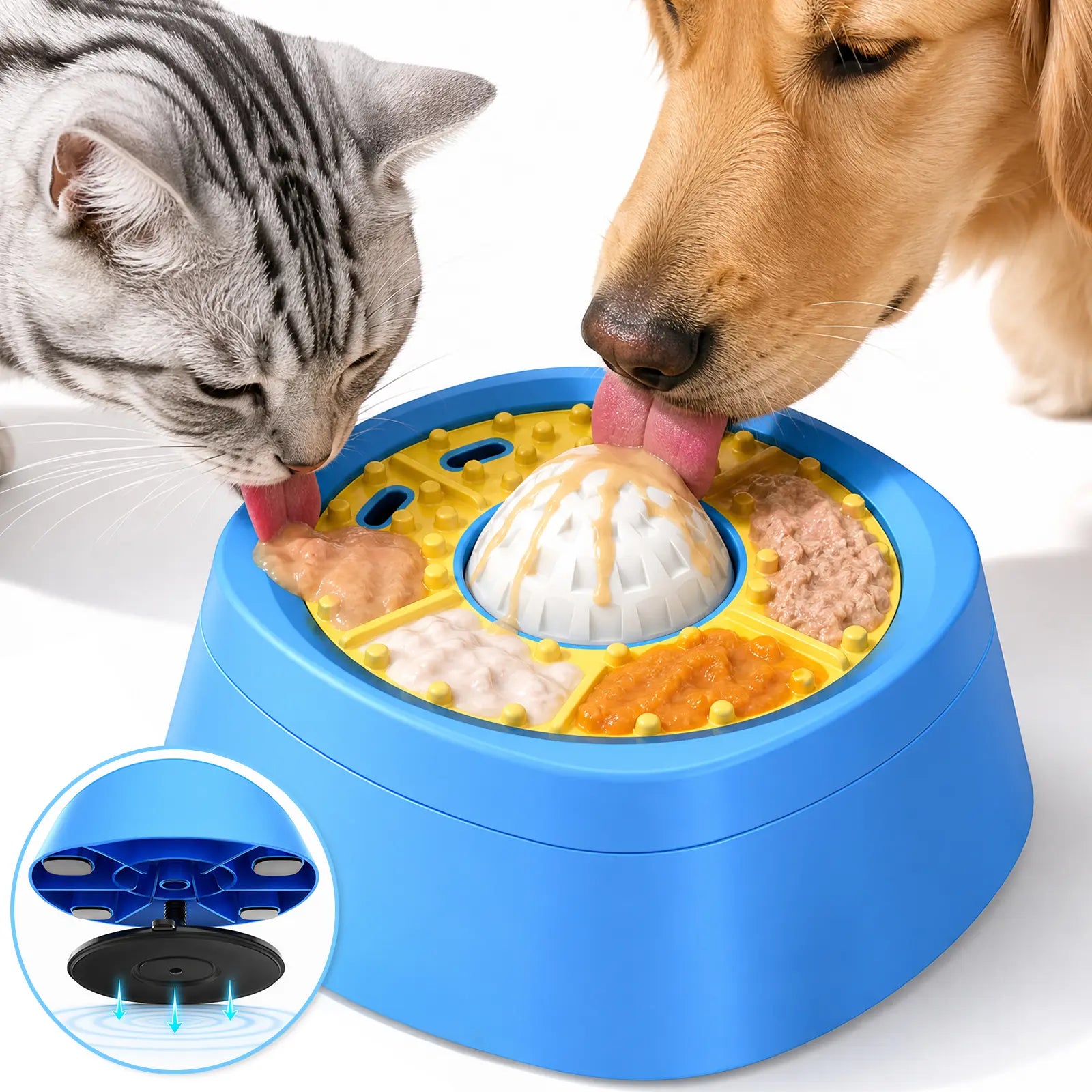Picky Zoom Interactive Slow Feeder Dog Bowl - 2-In-1 Enrichment Feeder with Rolling Lick Ball for Fast Eaters, Anti-Slip Suction Base for Frozen Treats, Yogurt & Wet Food, for Dogs & Cats