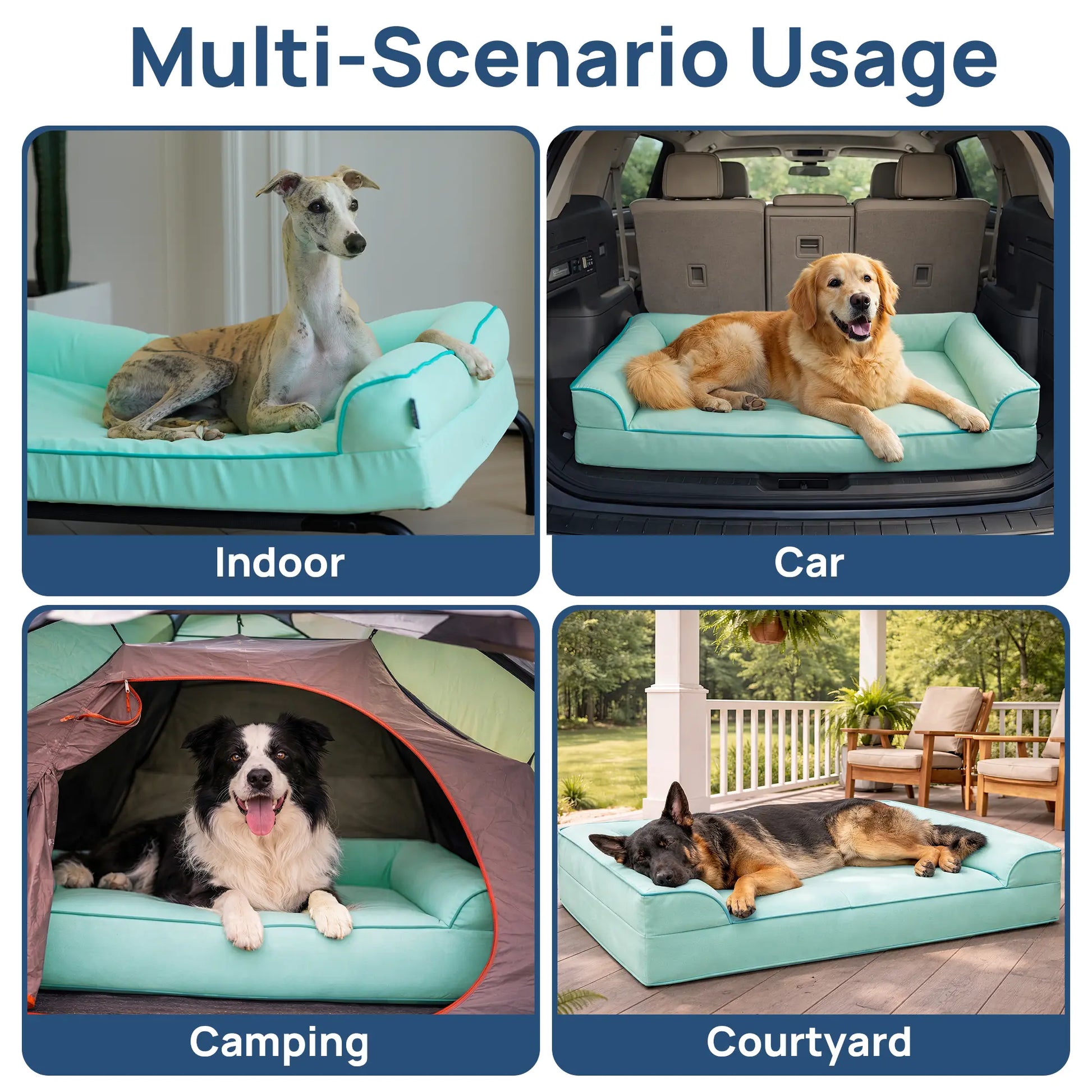 Blunique Cooling Orthopedic Pet Bed for Dogs & Cats, Waterproof Egg Crate Foam Dog Mat & C-Shaped Sofa Bed, Q-Max 4.0 Cooling Fabric, Washable & Dryer Safe Summer Pet Bed for Small & Large Dogs
