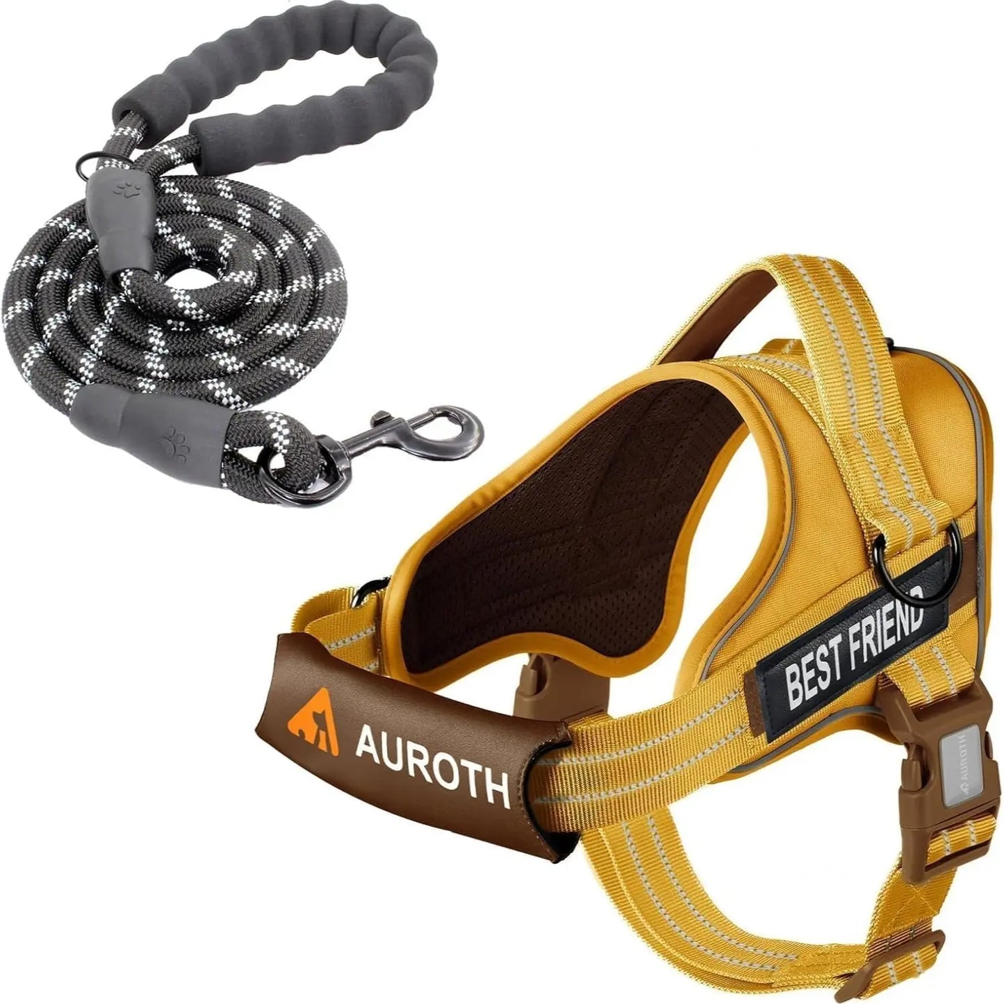 【#Dealsforyoudays】Auroth No Pull Dog Harness and Leash Combo, Reflective Adjustable Safety Harness – Soft Padded, Easy on & off – Dog Walking & Training, Small Medium Large Dogs