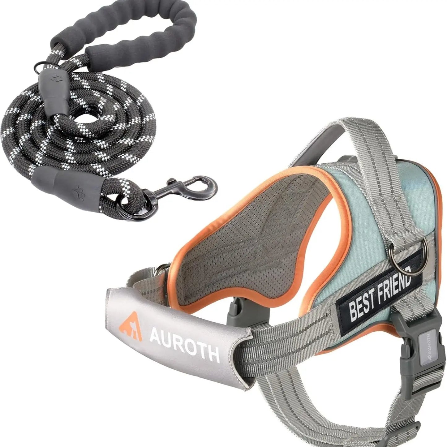 【#Dealsforyoudays】Auroth No Pull Dog Harness and Leash Combo, Reflective Adjustable Safety Harness – Soft Padded, Easy on & off – Dog Walking & Training, Small Medium Large Dogs