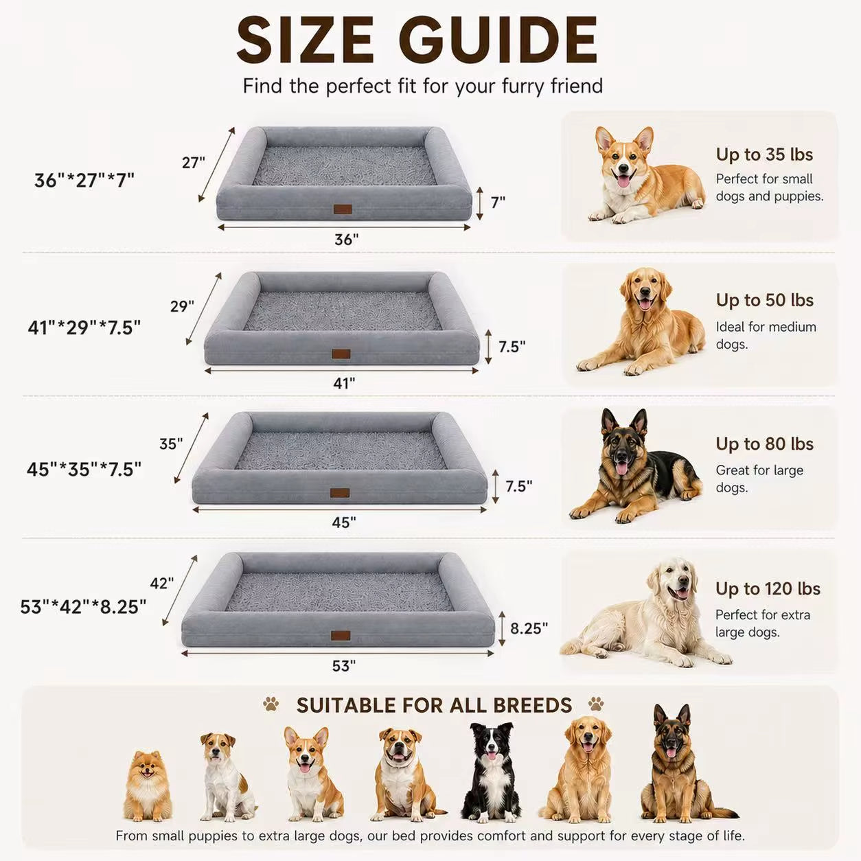 Modern Luxury Orthopedic Dog Sofa Bed Plush Memory Foam with Removable Washable Cover for Small Dogs Cats