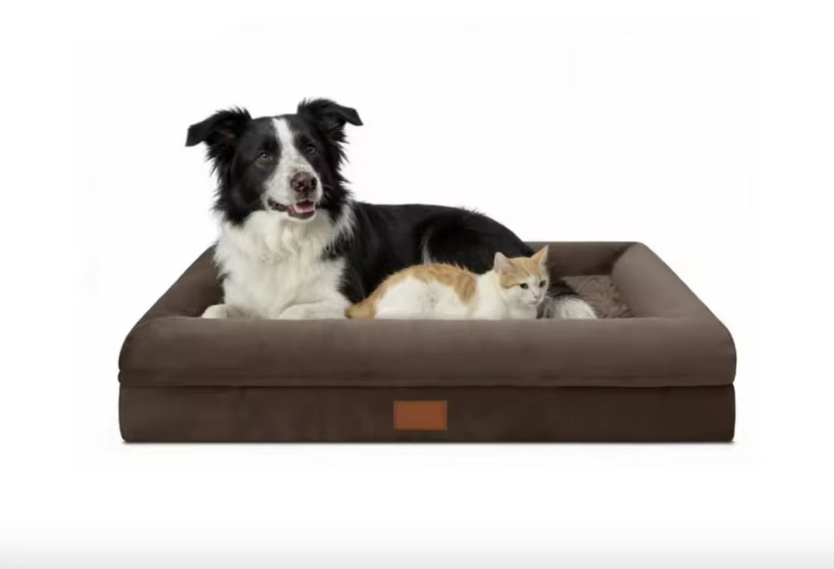Modern Luxury Orthopedic Dog Sofa Bed Plush Memory Foam with Removable Washable Cover for Small Dogs Cats
