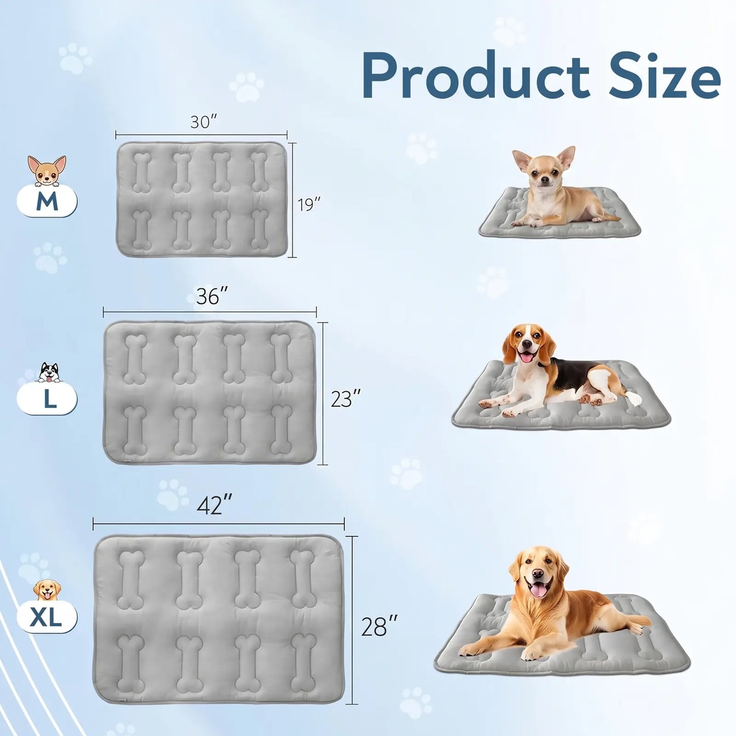 2-Pack Thicker Dog Cooling Mats for Dogs or Cats, Cute Bone Quiled Durable Non-Slip Instant Cool Summer Pet Cooling Pad, No Geal No Electric Portable Lightweight Washable Indoor Outdoor Cold Kennel Crate Bed for Large Dogs #Summervibes #Dealsforyoudays