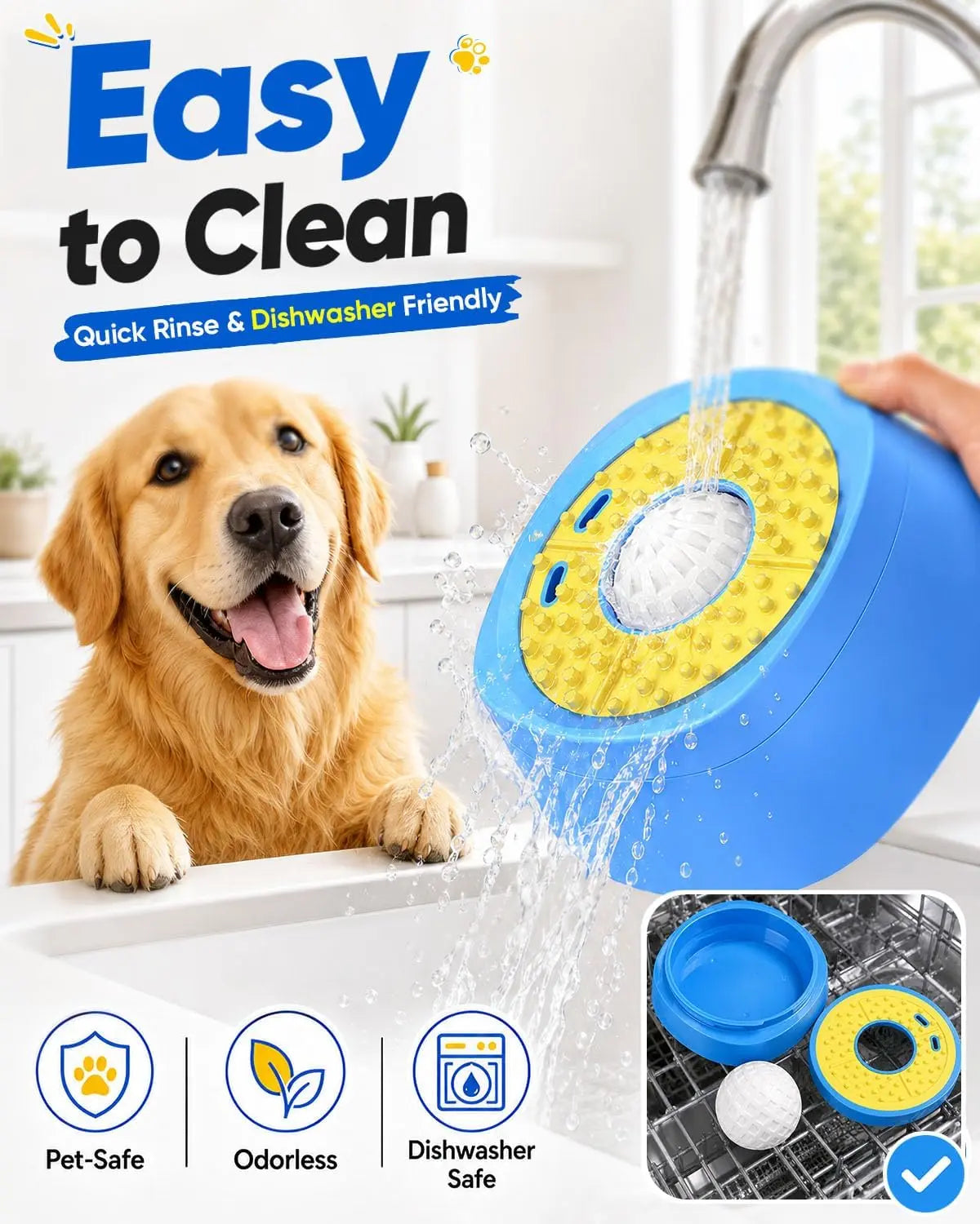 Picky Zoom Interactive Slow Feeder Dog Bowl - 2-In-1 Enrichment Feeder with Rolling Lick Ball for Fast Eaters, Anti-Slip Suction Base for Frozen Treats, Yogurt & Wet Food, for Dogs & Cats