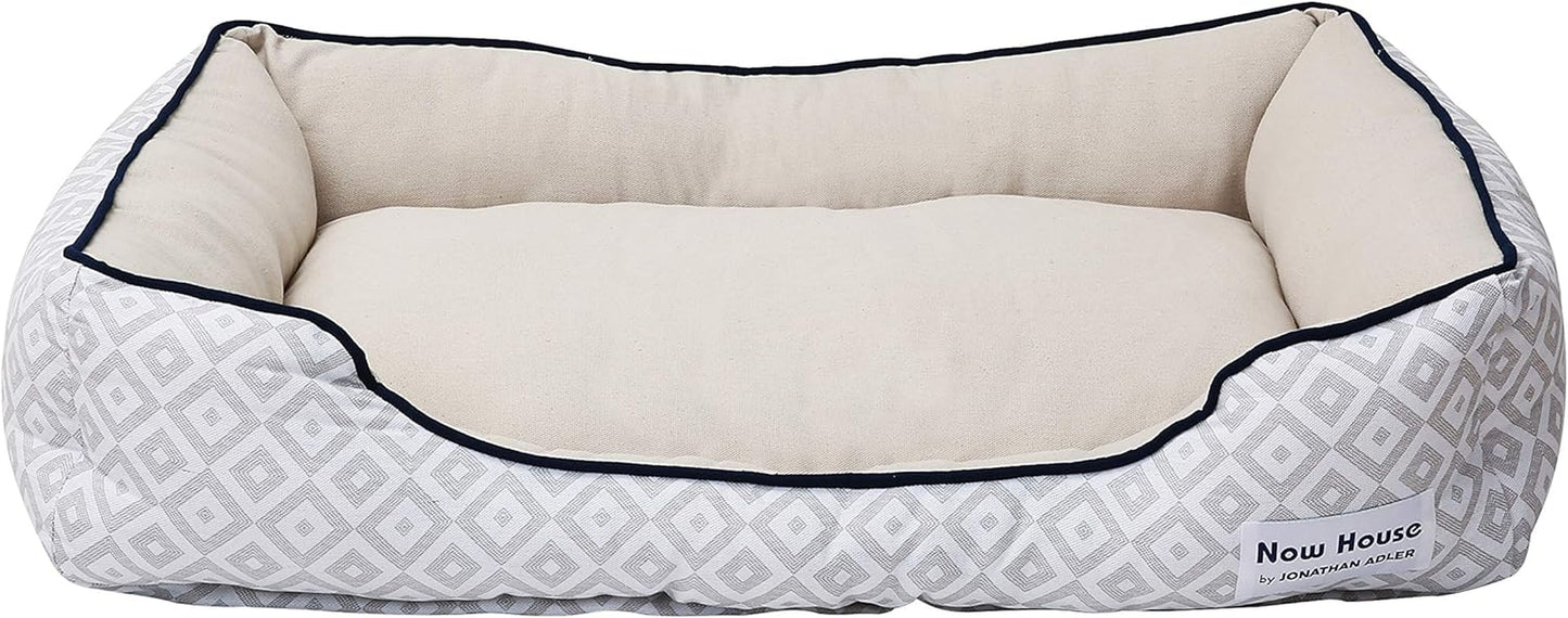 Now House for Pets by Jonathan Adler Grey Diamond Cuddler Dog Bed, Medium Washable for Medium Sized Dogs