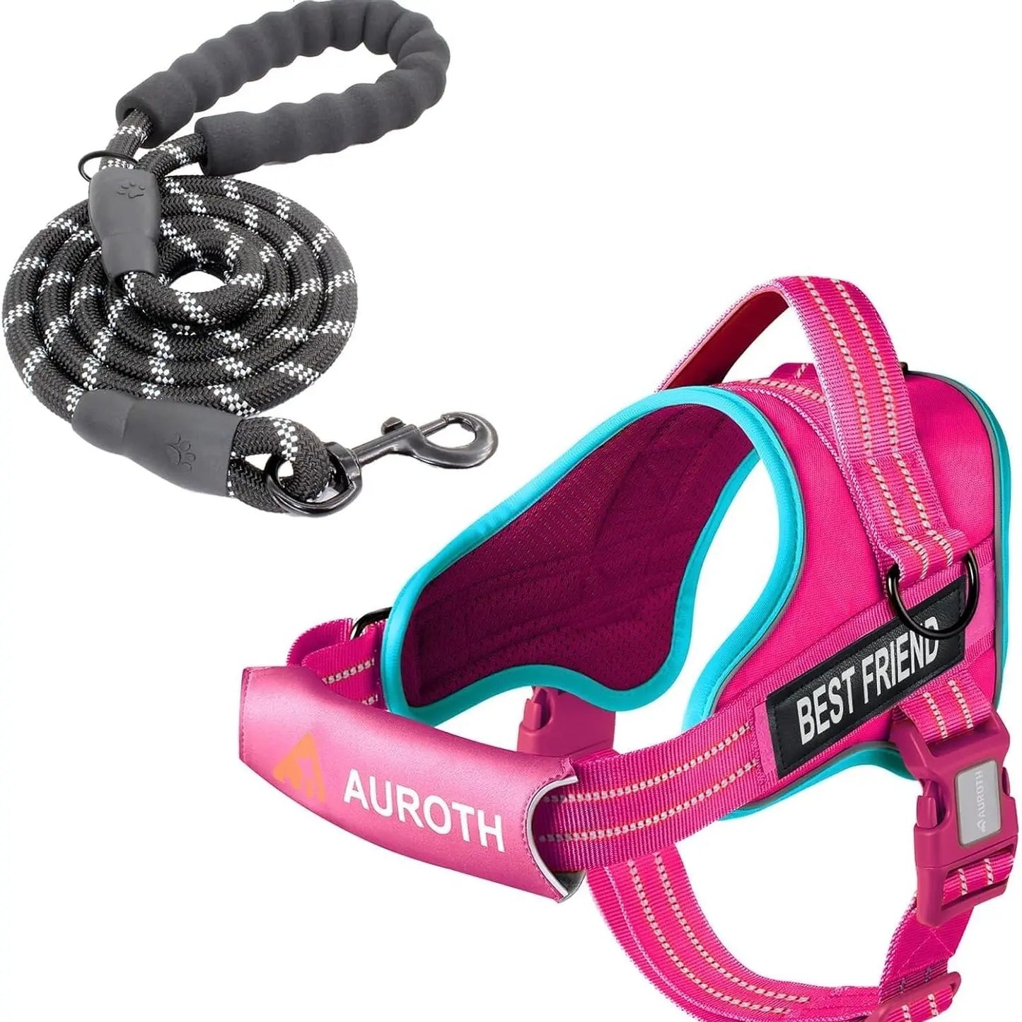 【#Dealsforyoudays】Auroth No Pull Dog Harness and Leash Combo, Reflective Adjustable Safety Harness – Soft Padded, Easy on & off – Dog Walking & Training, Small Medium Large Dogs