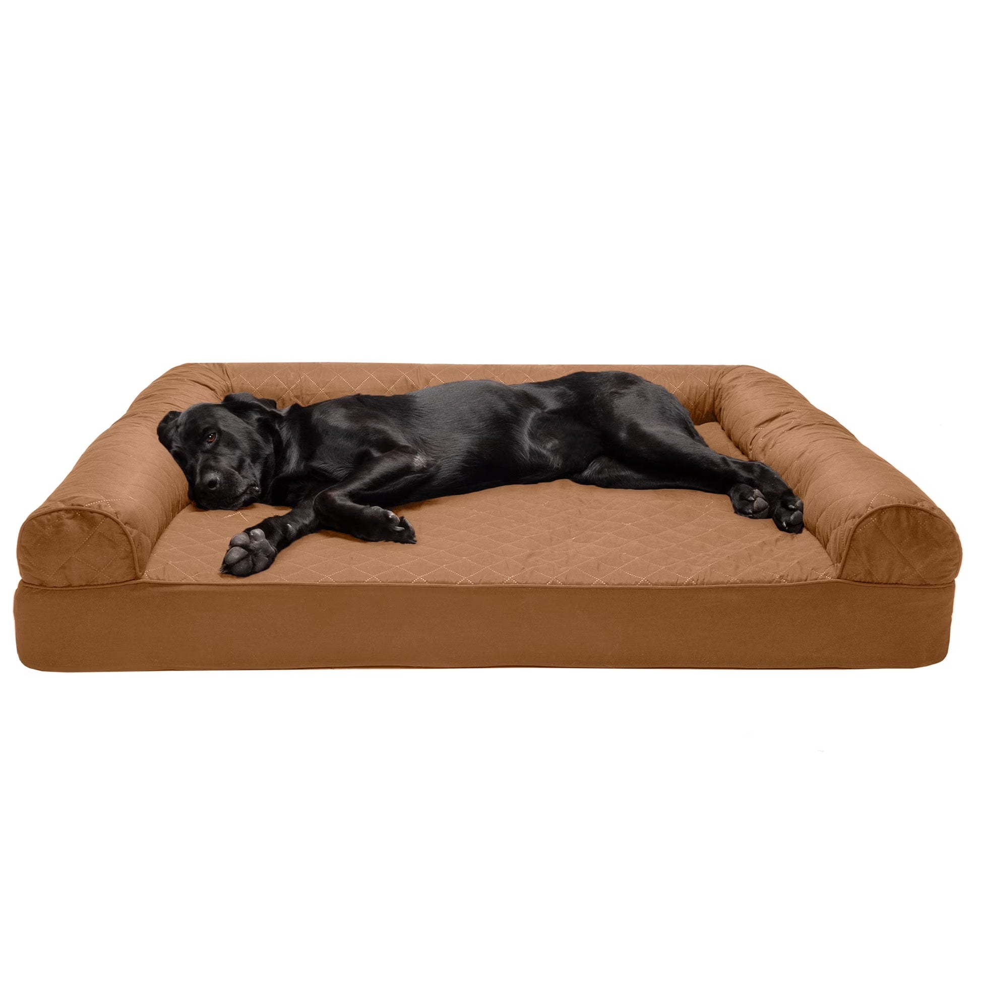 Pet Products Quilted Full Support Orthopedic Sofa Pet Bed for Dogs & Cats - Toasted Brown, Jumbo Plus